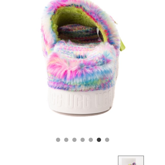 Ugg fluffita pixelate green real fur slides size 7 - Picture 4 of 16